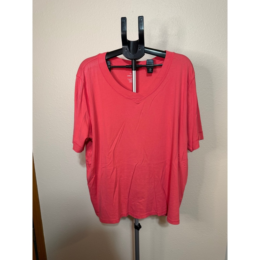 CJ Banks Layer-Your-Look V-Neck T-Shirt Coral Pink 100% Cotton Plus Size 3X